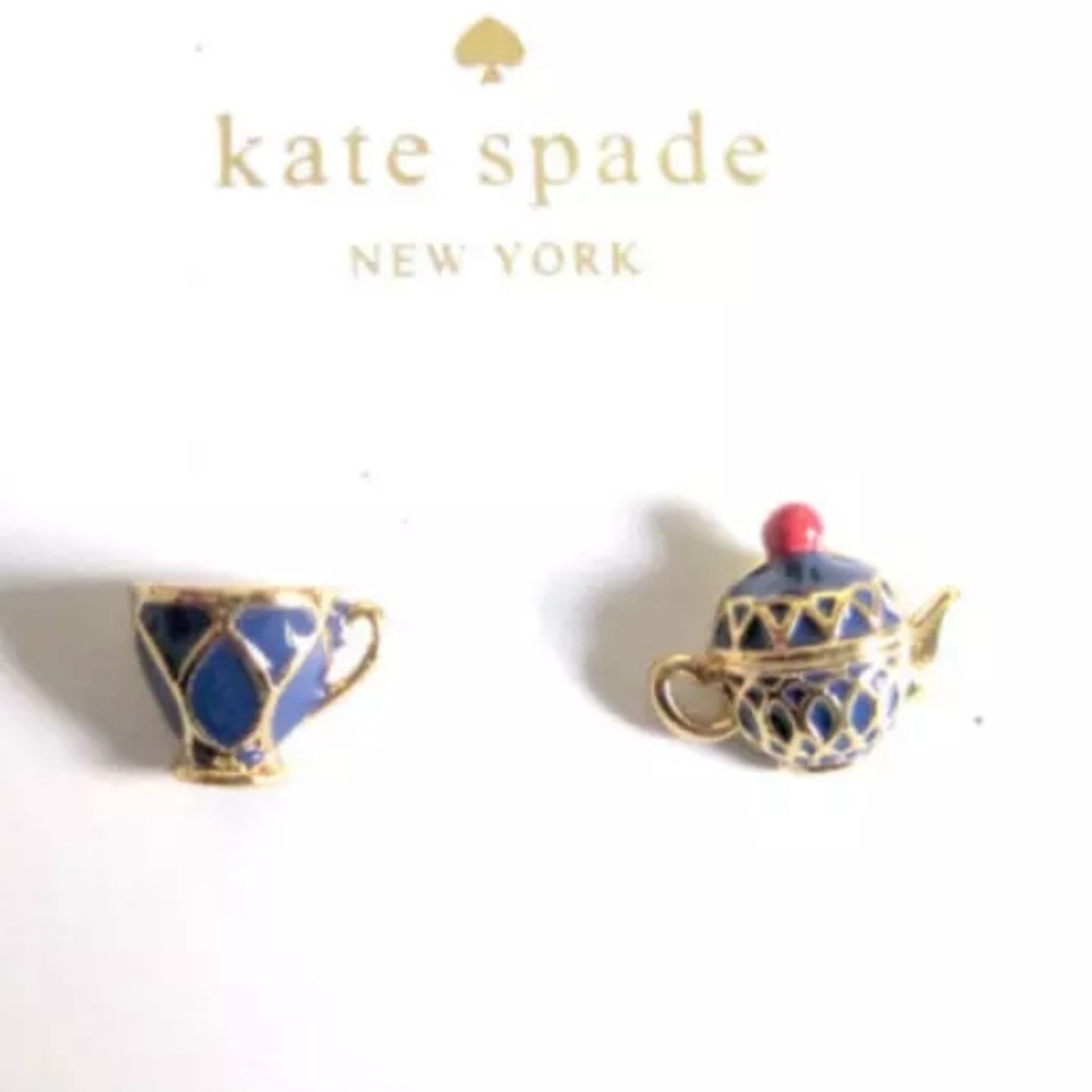 Kate Spade Tea Time Enamel Mismatched Earrings - Picture 2 of 3